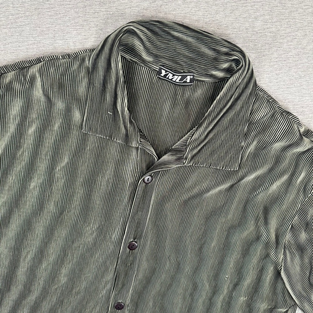 Vintage YMLA Shirt Mens Large Abstract 90s Club Textured Ribbed Disco Y2K